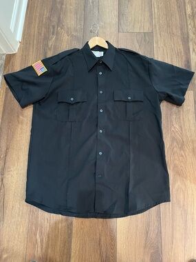 Official National Patrol Private Security Uniform 17-17.5 Short Sleeve Black EUC